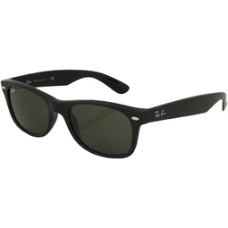 Ray_Ban New Wayfarer Sunglasses (Matte Black Frame 55mm), Matte Black Frame Solid Black G15 Lens, 55 mm (NON- POLARIZED)