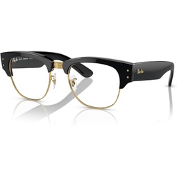 Ray-Ban Unisex Sunglasses Black On Gold Frame, Clear/Blue Lenses, 53MM
