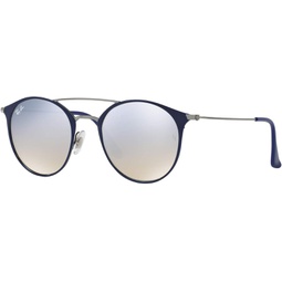 Ray-Ban RB3546 Round Sunglasses, Blue On Gunmetal/Grey Flash Gradient, 52 mm