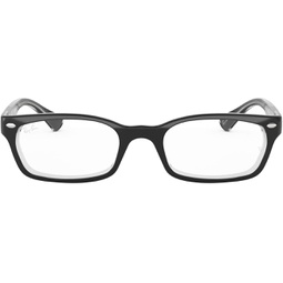 Ray-Ban RX5150 Rectangular Prescription Eyeglass Frames, Black On Transparent/Demo Lens, 52 mm