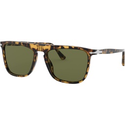 Persol Unisex Sunglasses Brown-Beige Tortoise Frame, Green Lenses, 56MM