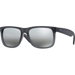 Ray-Ban RB4165 Justin Sunglasses + Vision Group Accessories Bundle (Rubber Grey On Clear Grey/Grey Mirror Silver Gradient (852/88),55), unisex-adult