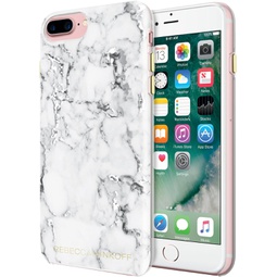 Rebecca Minkoff iPhone 7 Plus Case, Double Up Designer Phone Case [Protective] fits iPhone 7 Plus - Marble Print Silver Foil