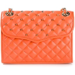 Rebecca Minkoff Quilted Mini Affair with Studs Leather Shoulder Flap Bag Orangina