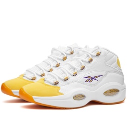 Reebok Question Mid White, Yellow Thread & Ultra Violet