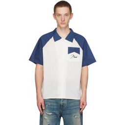 Off-White & Navy Raglan Sleeve Shirt 232923M192023