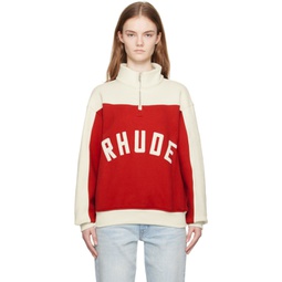 Red & Off-White Paneled Sweatshirt 241923F097011