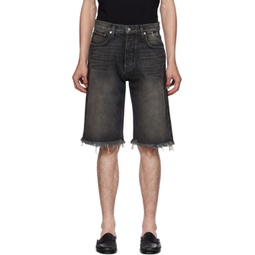 Black Frayed Denim Shorts 232923M193018