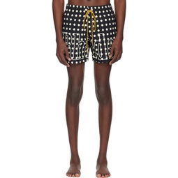 Black & Off-White Polka Dot Swim Shorts 241923M193037