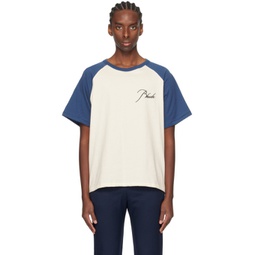 White & Blue Raglan T-Shirt 241923M213021