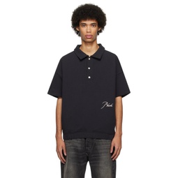 Black Embroidered Polo 241923M212007