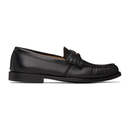 Black Leather Penny Loafers 232923M231000
