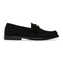 Black Suede Penny Loafers 232923M231001