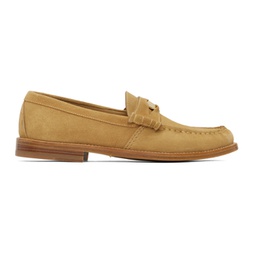 Beige Suede Penny Loafers 232923M231002