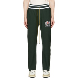 Green Embroidered Lounge Pants 222923M190003
