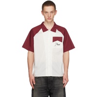 Off-White & Burgundy Raglan Sleeve Shirt 232923M192024