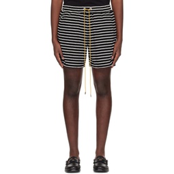 Black & White Striped Shorts 241923M193027
