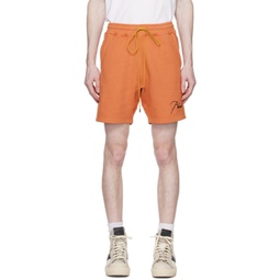 Orange Embroidered Shorts 231923M193037