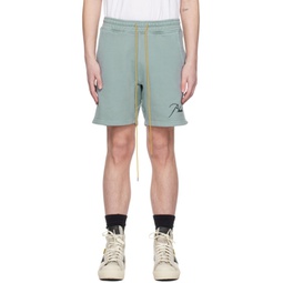 Green Embroidered Shorts 231923M193036