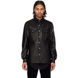 Black Outershirt Leather Jacket 231232M181000