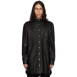 Black Jumbo Fogpocket Leather Jacket 232232M181016