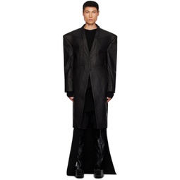 Black Edfu Leather Coat 232232M181020