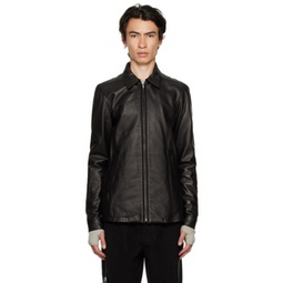 Black Brad Leather Jacket 232232M181003