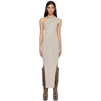 Off-White Ribbed One Shoulder Maxi Dress 231232F055032