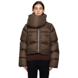 Brown Funnel Neck Down Jacket 232232F061001
