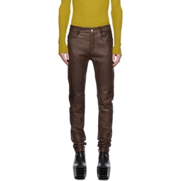 Brown Tyrone Leather Pants 232232M186000