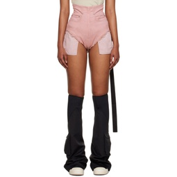 Pink Paneled Denim Shorts 231126F088001