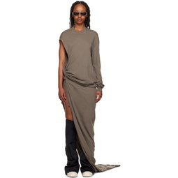 Gray Gathered Maxi Dress 231126F055001