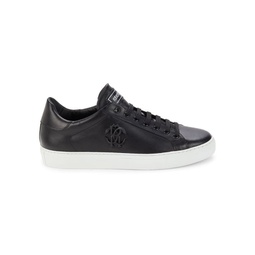Crest Logo Low Top Leather Sneakers