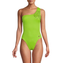 Logo One Shoulder One-Piece Swimsuit