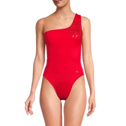 Logo One Shoulder One-Piece Swimsuit