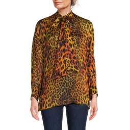 Animale Leopard Print Silk Blouse
