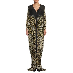 Leopard Print Maxi Caftan Dress