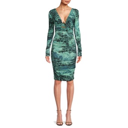 Print Ruched Bodycon Dress