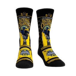 Mens and Womens Socks Navy Michigan Wolverines College Football Playoff 2023 National Champions Gilded Helmet Crew Socks