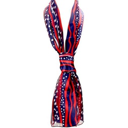 Rosemarie Collections Womens Red White And Blue 4th Of July Satin Stripe USA Fashion Scarf, 60 American Flag Stars Stripes