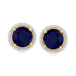 sapphire and . diamond earrings in 18kt gold over sterling