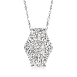 diamond vintage-inspired milgrain pendant necklace in sterling silver