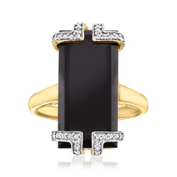 onyx and diamond ring in 18kt gold over sterling