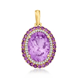 amethyst and . diamond pendant in 14kt yellow gold