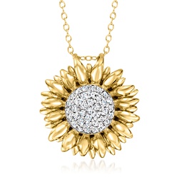 diamond sunflower pendant necklace in 18kt gold over sterling