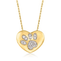 diamond paw print heart pendant necklace in 18kt gold over sterling