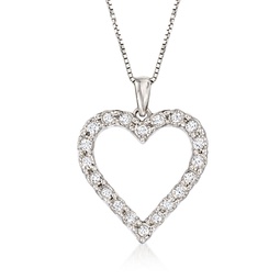 diamond heart pendant necklace in sterling silver