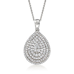 diamond cluster pear-shaped pendant necklace in sterling silver
