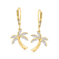 diamond palm tree drop earrings in 18kt gold over sterling