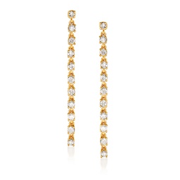 diamond linear drop earrings in 18kt gold over sterling